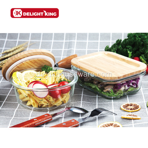 Glas-Lunchbox mit Bambus-Deckel-Set